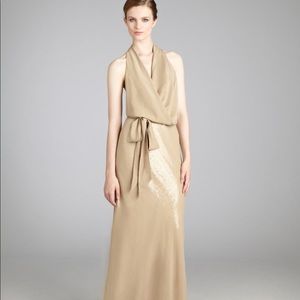 NICOLE MILLER SILK SEQUIN WRAP GOWN